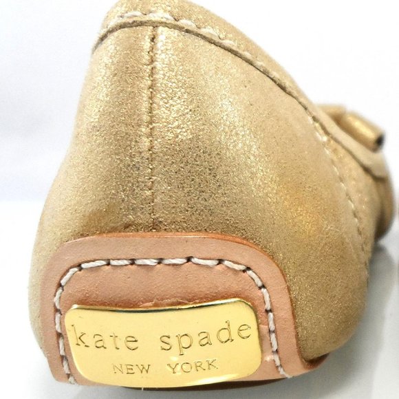 NIB $258 KATE SPADE NY GOLD FRINGED OXFORD BALLET FLATS SLIP ON FLAT LOAFERS - Picture 5 of 9